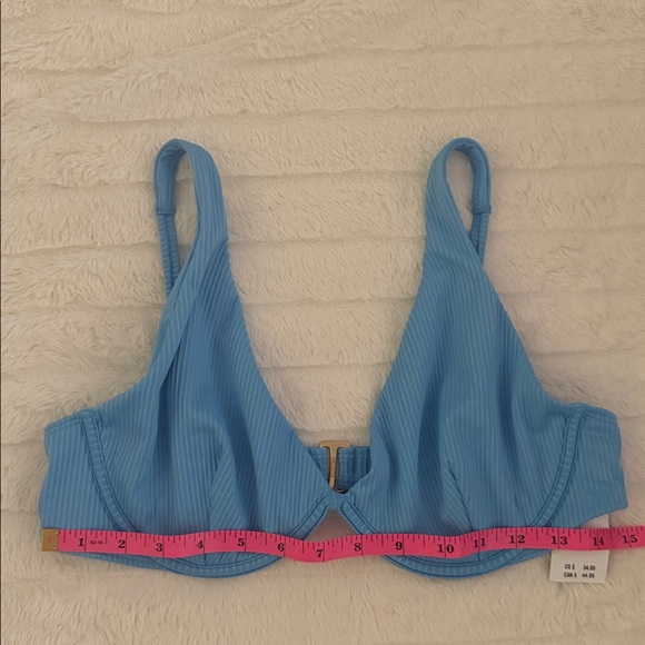 NWT Hollister Blue High Apex Ribbed Underwire Bikini Top Size Large - Picture 5 of 5